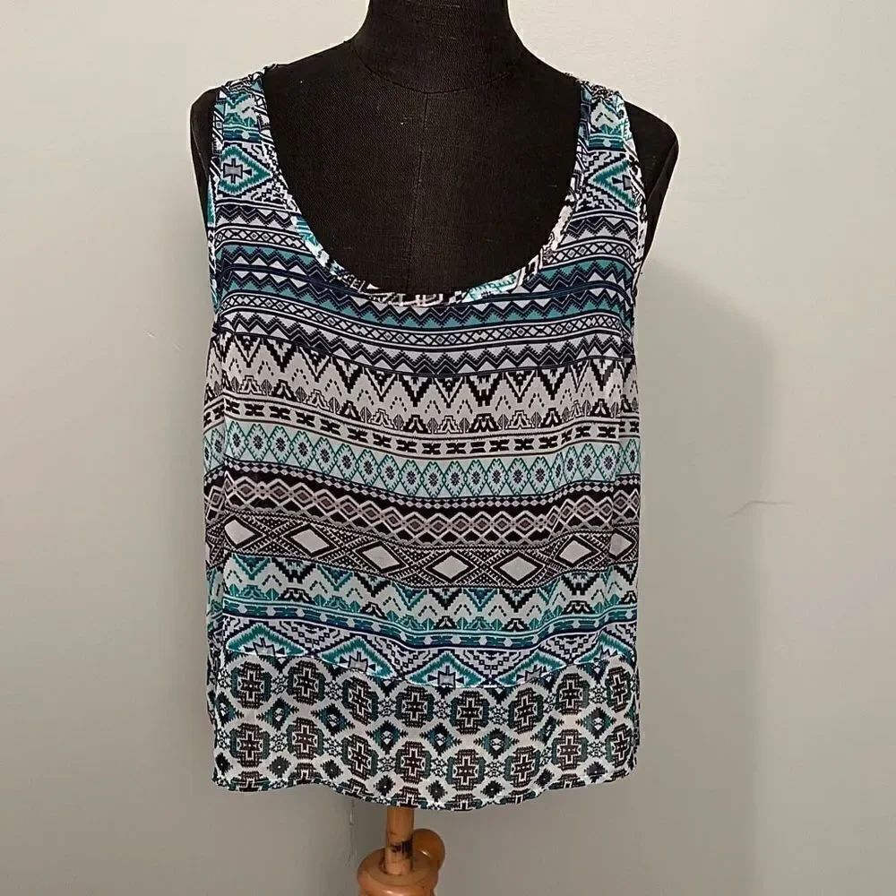 Women's Aztec Sheer Sleeveless Top